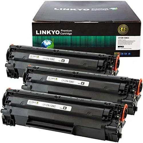 linkyo compatible toner cartridge replacement for canon 128 black 3 pack