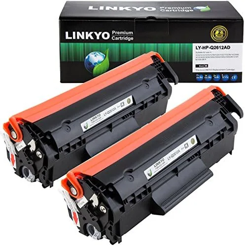 linkyo compatible toner cartridge replacement for hp 12a q2612a black 2 pack